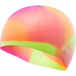 TYR Tie Dye Silicone Swim Cap Pink Yellow Orange Kids