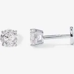 PAVOI Rhodium Plated Solid 925 Sterling Silver Post Cubic Zirconia Flat Back Earrings for Women | Cartilage Earring | Helix Piercing Jewelry | Small 4 Millimeters Crystal Stud Earrings