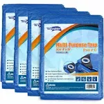 Blue Tarp Pack of 4 Tarps Heavy Duty Waterproof 8X10 Large Multipurpose Poly Out