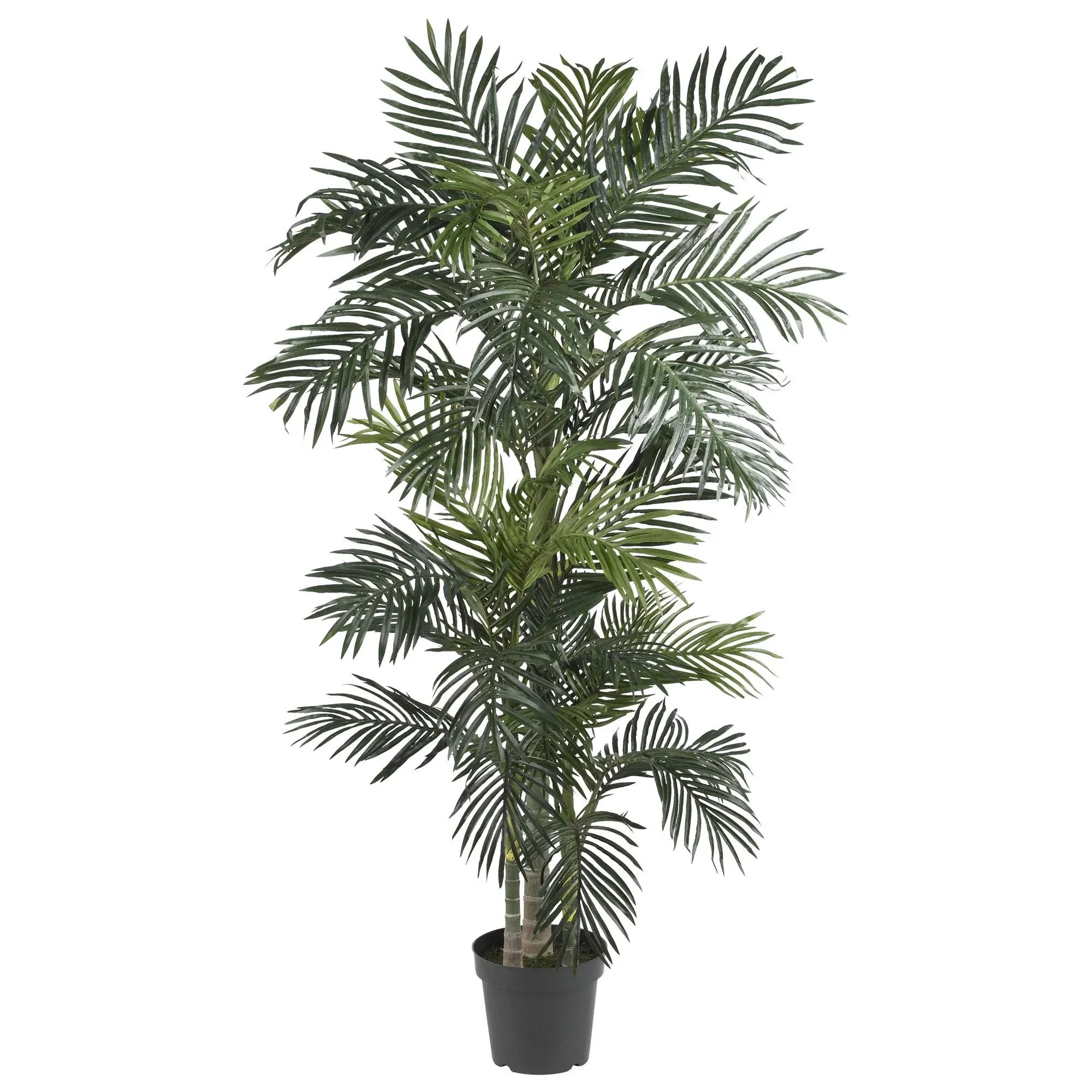 Nearly Natural 6.5' Golden Cane Palm Silk Tree, Green