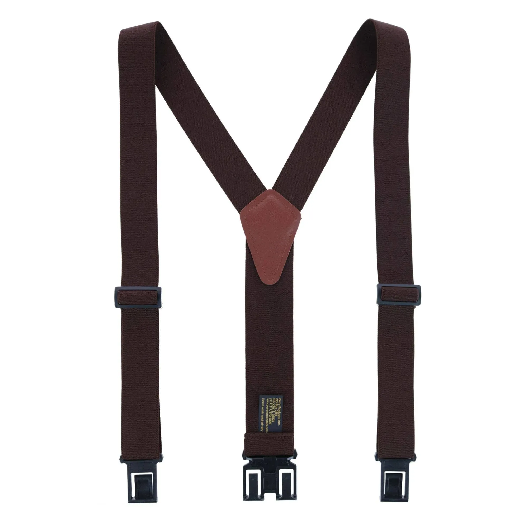 Brown Perry Suspenders - 1.5 inch Wide Belt Clip