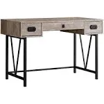 Monarch Specialties Laptop Table with Drawers-Industrial Style-Metal Legs Computer Desk Home & Office, 48" L, Taupe Reclaimed Wood Look