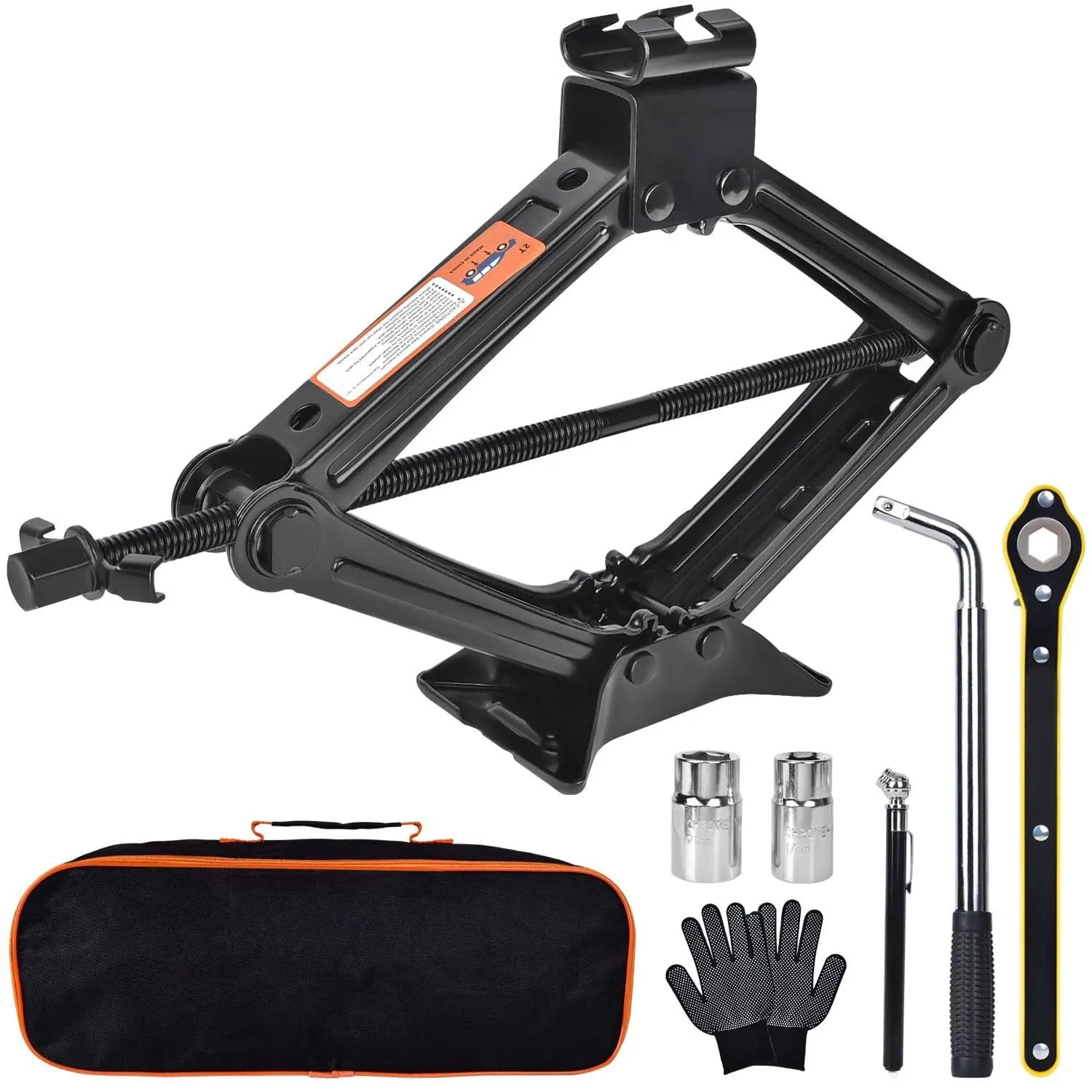 2 Ton (4409 lbs) Car Jack Kit Tire Jack Tool Kit Universal Car Emergency Kit with Lug Wrench Tire Changing Kit for Auto/SUV/MPV