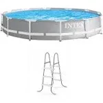 Intex 12 Foot Prism Frame Above Ground Swimming Pool w/ Pump & Pool Ladder