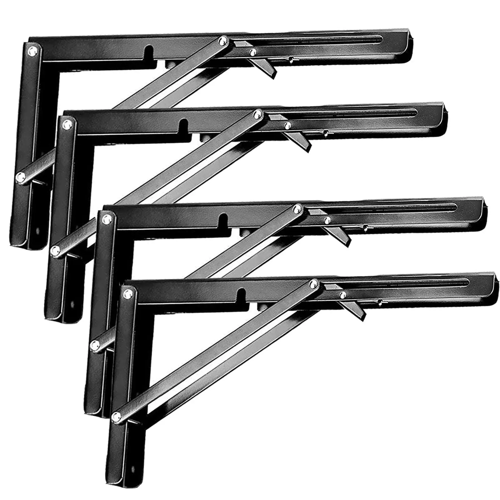 4PCS 14 Inch Folding Shelf Brackets Heavy Duty Metal Collapsible Shelf Lockin...