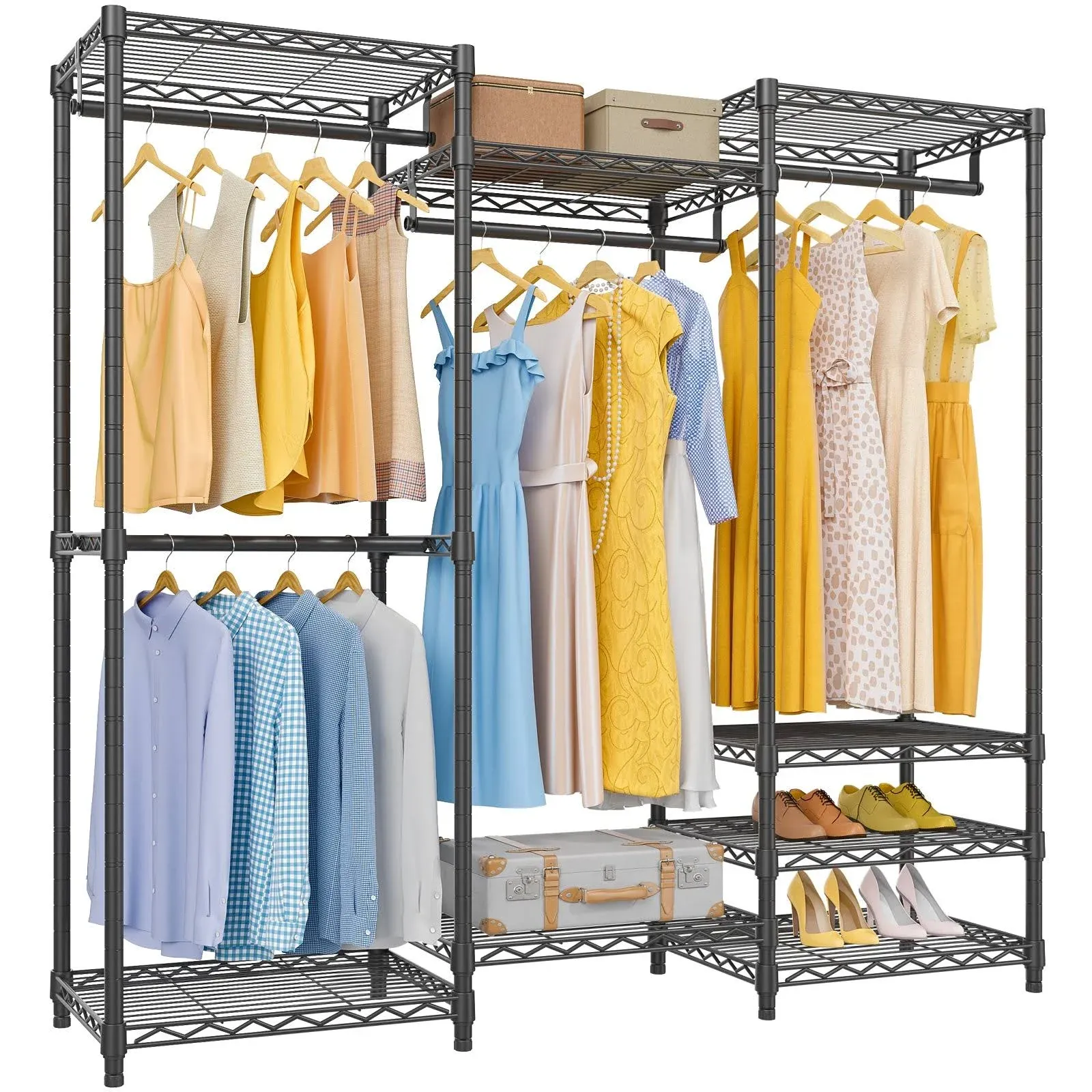 V5 Portable Closet Wardrobe Heavy Duty Clothes Rack, Freestanding Closet Metal