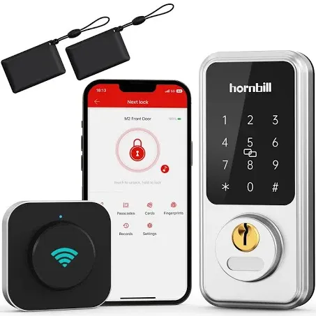 WiFi Smart Locks Deadbolt with Keypad, Hornbill Keyless Entry Digital Front Door