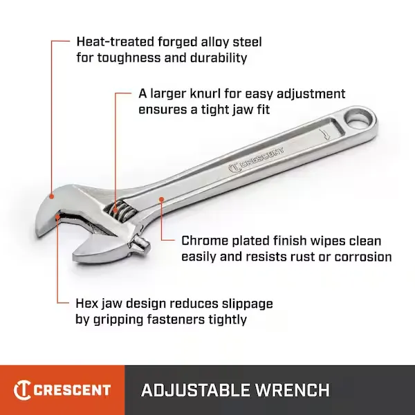 Crescent 10 in. Chrome Adjustable Wrench AC210VS