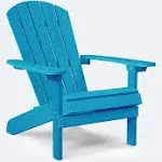 YEFU Pacific Blue Plastic Adirondack Chair - Ideal for Patio, Garden, Campfire