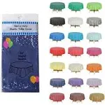 12-Pack Heavy Duty Plastic Table Covers Tablecloth Reusable Round 84 Navy Blue