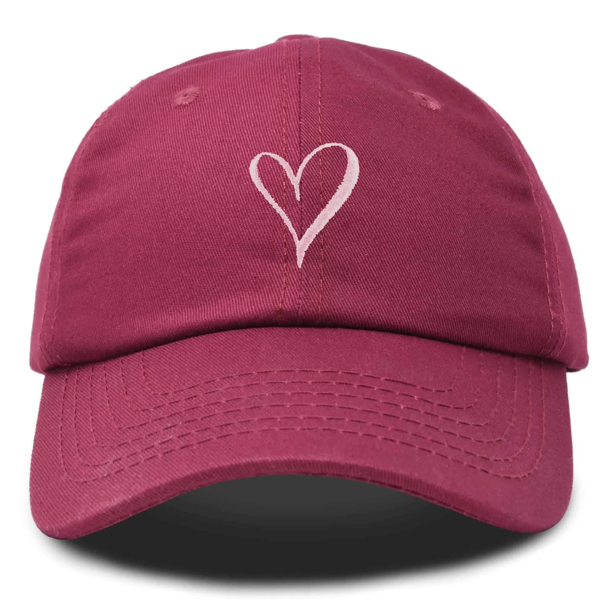 Hand Drawn Heart Hat Womens Embroidered Baseball Cap