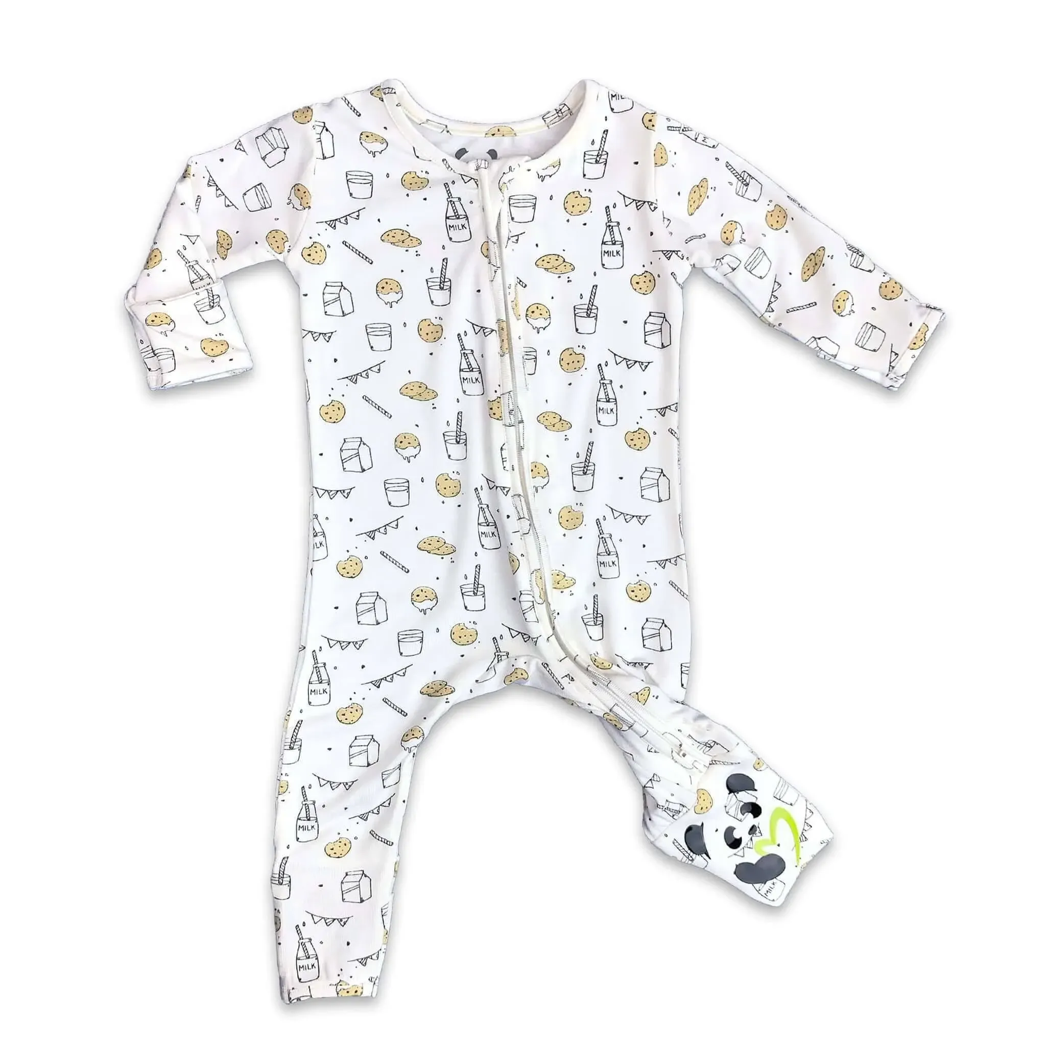 Bellabu Bear Baby Milk and Cookies Bamboo Convertible Footie