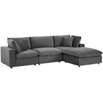 Modway Commix 4-Piece Performance Velvet Sectional Sofa in Gray - Transitional - Sectional Sofas - by Homesquare | Houzz