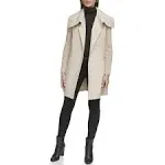 Kenneth Cole Women's Funnel Wool Blend Coat - Oatmeal - Size L