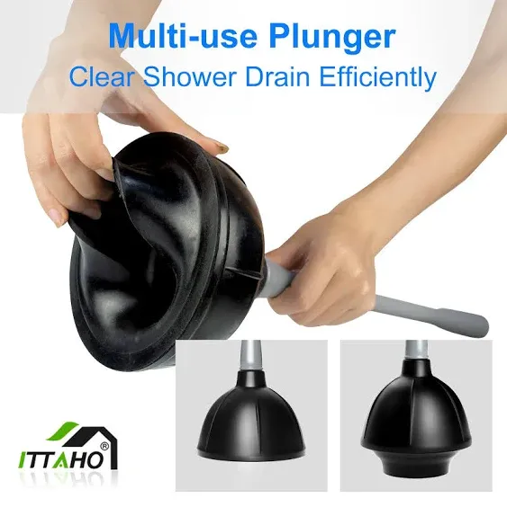 ITTAHO 2-in-1 Toilet Plunger & Bowl Cleaning Brush Set, Bathroom Cleaning Tool with Holder