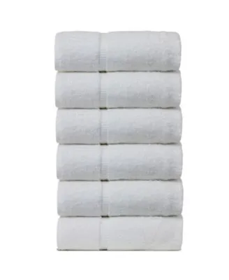 Luxury Hotel & Spa Towel 100% Genuine Turkish Cotton Hand Towels - White - Dobby Border - Set of 6