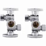 (Pack of 2) 1/4 Turn Dual Compression Outlet Angle Stop Valve with 2 Shut Off...