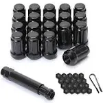 chnewAuto M12X1.5 Lug Nuts M12-1.50 Lug Nuts Black Spline Lug Nuts 12x1.5 1.38 Long Set of 20 Wheel Lug Nut 12mmx1.5 Lug Nuts Acorn Fit Fo