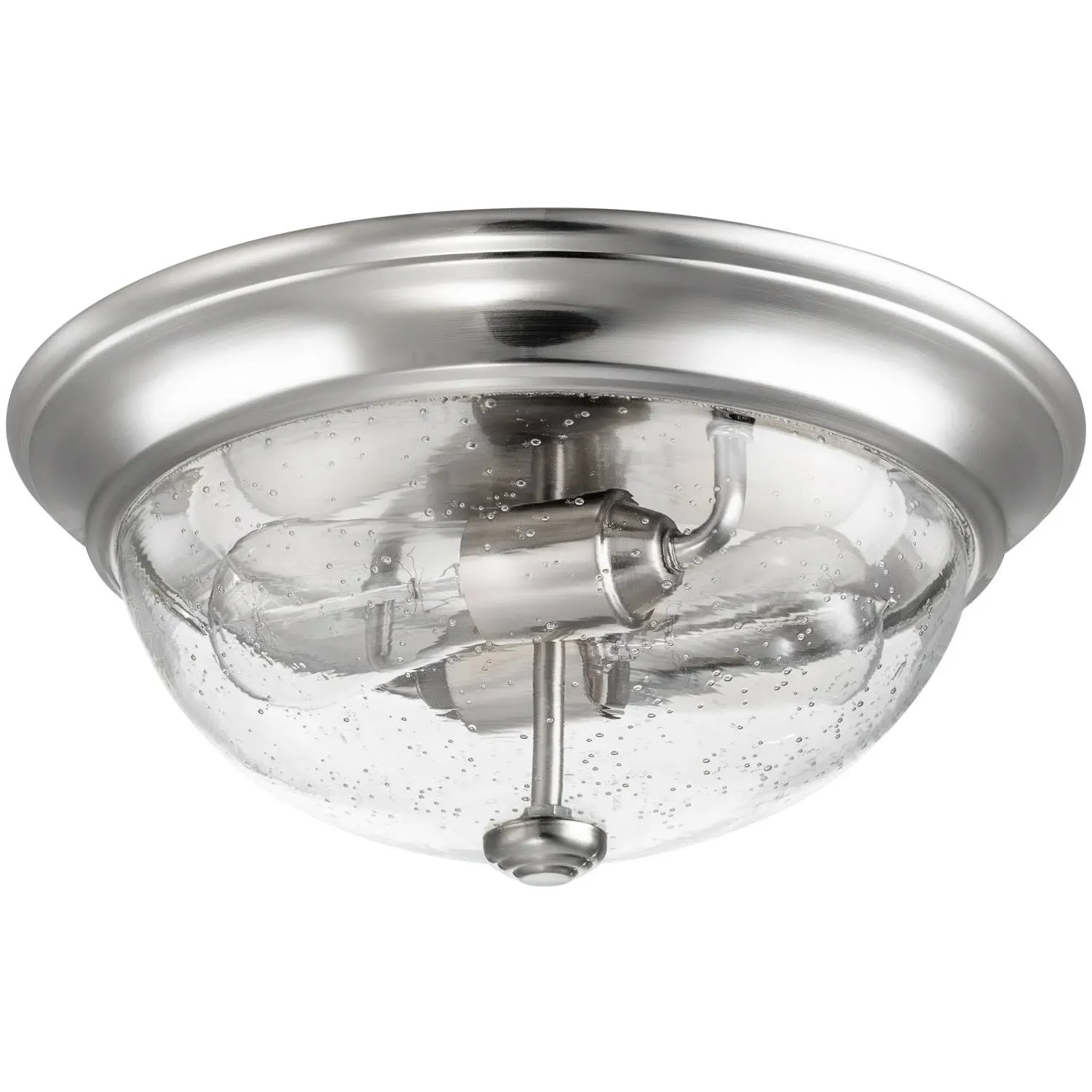 Prominence Home 13-inch Designer Series Flush Mount, Bowl Light, Clear Seeded Glass, Brushed Nickel