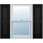 14.75 in. x 31 in. Raised Panel Vinyl Exterior Shutters Pair in Black