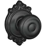 Schlage F10 GEO 716 BRK Georgian Door Knob with Brookshire Trim, Hall & Closet Passage Lock, Aged Bronze