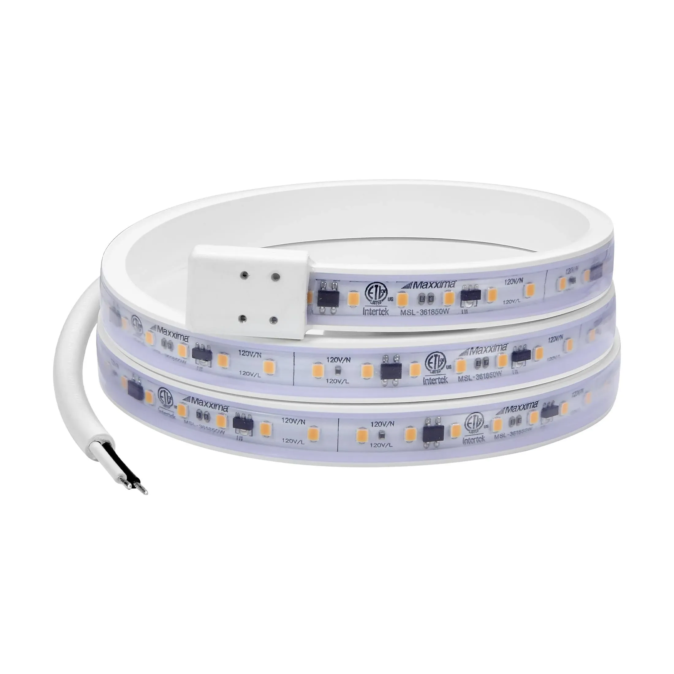 Maxxima 36 in. LED Under Cabinet Strip Light, Hardwired, 1380 Lumens, 3000K Warm White, 120V White Cove Light