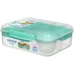 Sistema to Go, 1.65l/6.9 Cups, 1 Pack, Plastic Rectangular Bento Lunch with Yogurt Pot, Teal