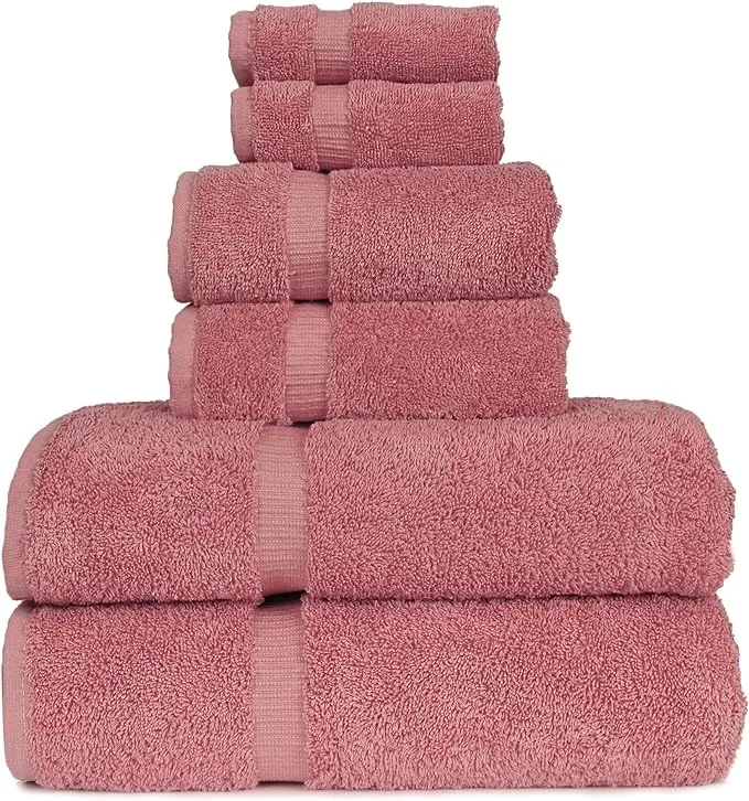 Luxury Hotel & Spa Towel 100% Genuine Turkish Cotton Hand Towels - White - Dobby Border - Set of 6