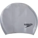 Speedo Performance Adult Silicone Long Hair Swim Cap One Size Silver