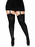 Leg Avenue Full Figure Thigh High Tights with Satin Bow, Black, XL