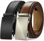 CHAOREN Leather Ratchet Belt 2 Pack, Black, Size 28" to 42" Waist Adjustable