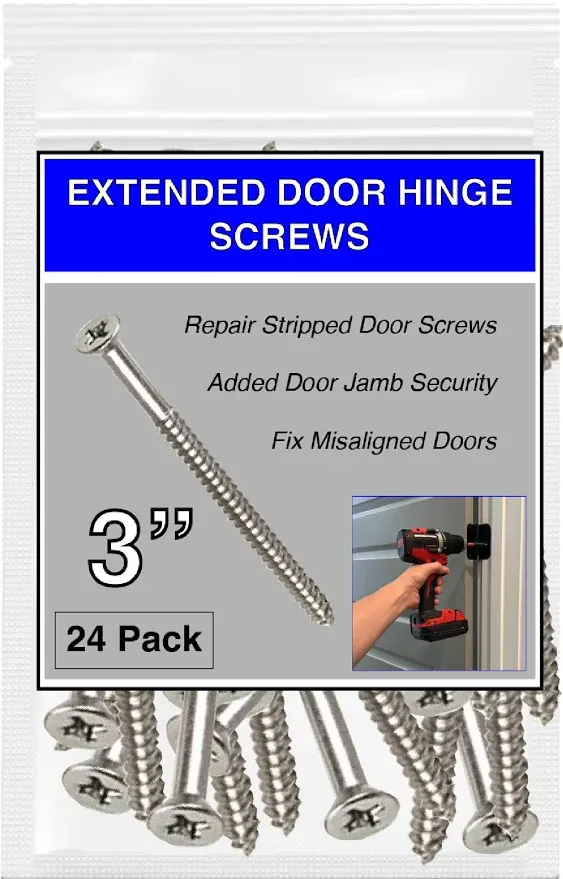 Screw Superstore - Satin Silver Nickel Wood Screws 9 X 3 Inch – Extra Long Door Hinge Screws - Door Security Screws - 24 Pack