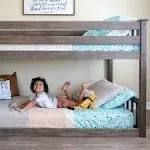 Max Lily Low Bunk Bed, Twin-Over-Twin Wood Bed Frame for Kids, Clay