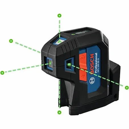 BOSCH GPL100-50G Green-Beam Self-Leveling Alignment Laser, Includes 2 AA Batteries, Built-In Multipurpose Mount, & Hard Carrying Case