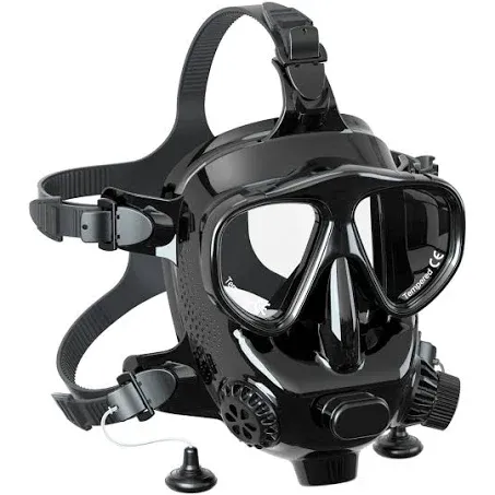 Full Face Dive Mask Support Diving & Snorkeling, Full Face Snorkel Mask Adjustable Scuba Mask with Camera Mount Provide 180° View Panoramic Compatiable with SMACO 1L/1.9L Mini Scuba Tanks