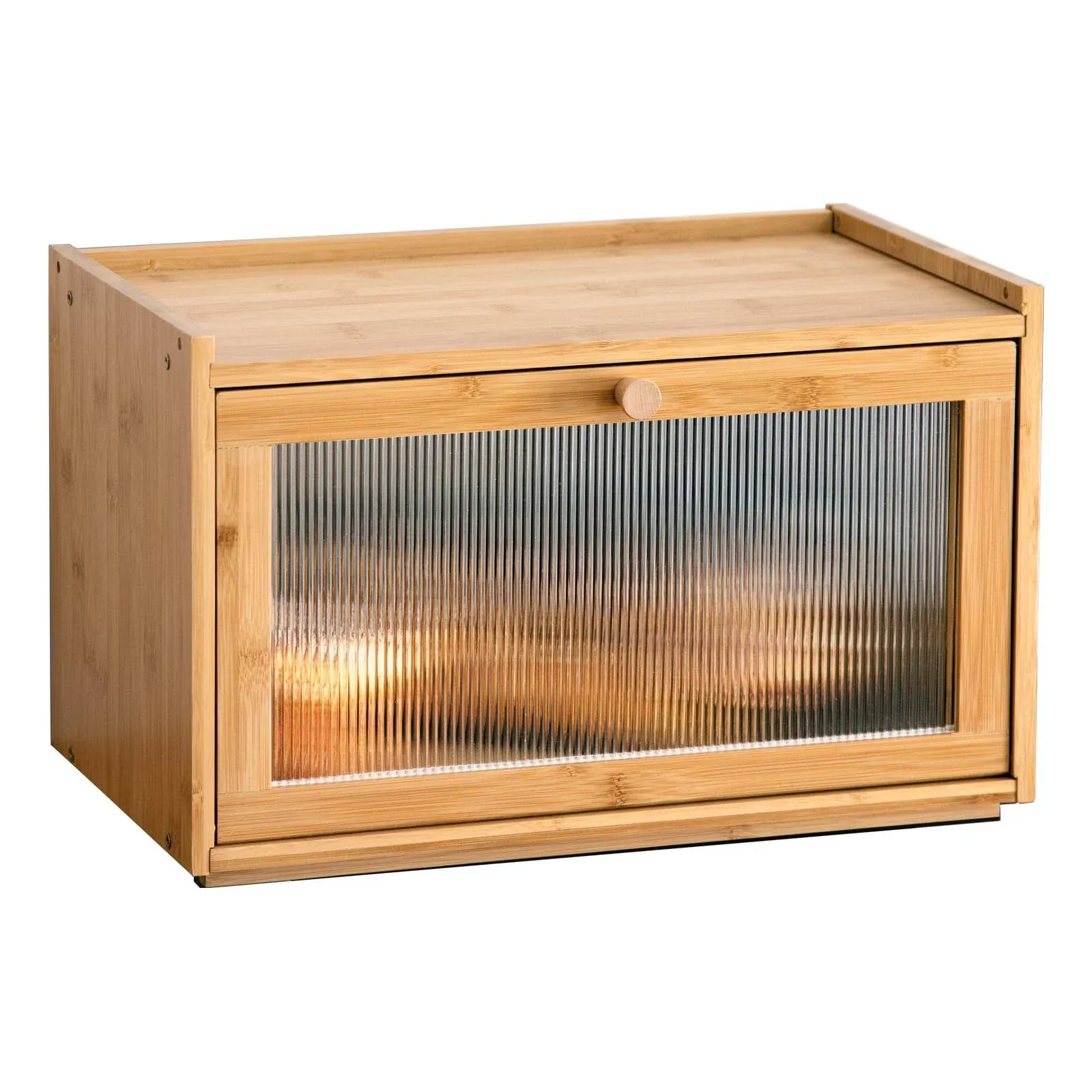 WoodArtSupply Bamboo Bread Box for Kitchen Counter-Large Capacity Bread Storage Container Farmhouse Bread Box with Window Bread Holder,Bread Storage Bin. (Nature)