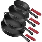 Cast Iron Skillets Set - 3-Piece: 6&#034; + 8&#034; + 10&#034;-Inch Chef Frying Pans