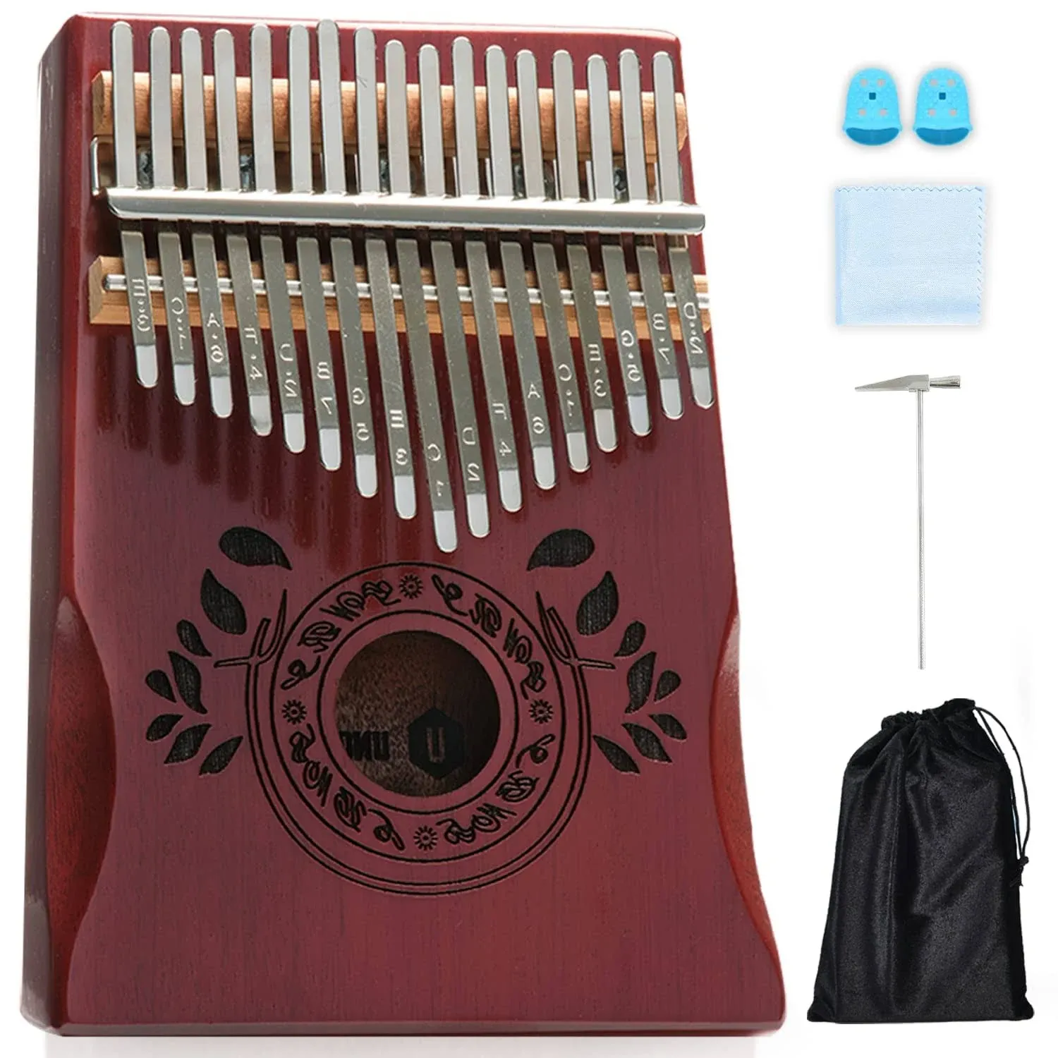 Unokki 17 Key Kalimba Thumb Piano Set - Cherry