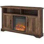 Pemberly Row Coastal Wood Fireplace Corner TV Stand for TVs up to 60" in Oak - Rustic - Entertainment Centers And Tv Stands - by Homesquare | Houzz