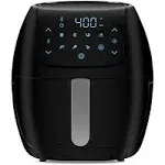 Large 8-Quart Non-Stick Air Fryer with One-Touch Digital Display, Black