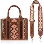 Wrangler Southwestern Print Small Canvas Tote/Crossbody - Dark Brown