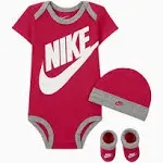 Nike Bodysuit Socks Hat Set Baby Girl Big Logo Swoosh 6-12 Months Pink NEW