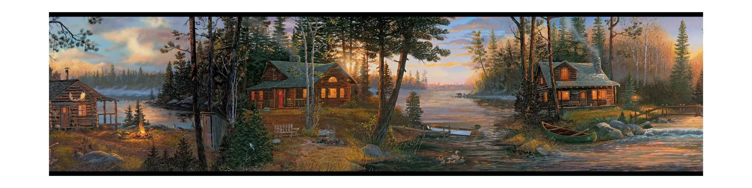 York Wallcoverings Lake Forest Lodge CH7842BD Cabin Fever Border, Multi Black