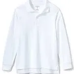 Lands' End School Uniform Kids Long Sleeve Interlock Polo Shirt - Small - White