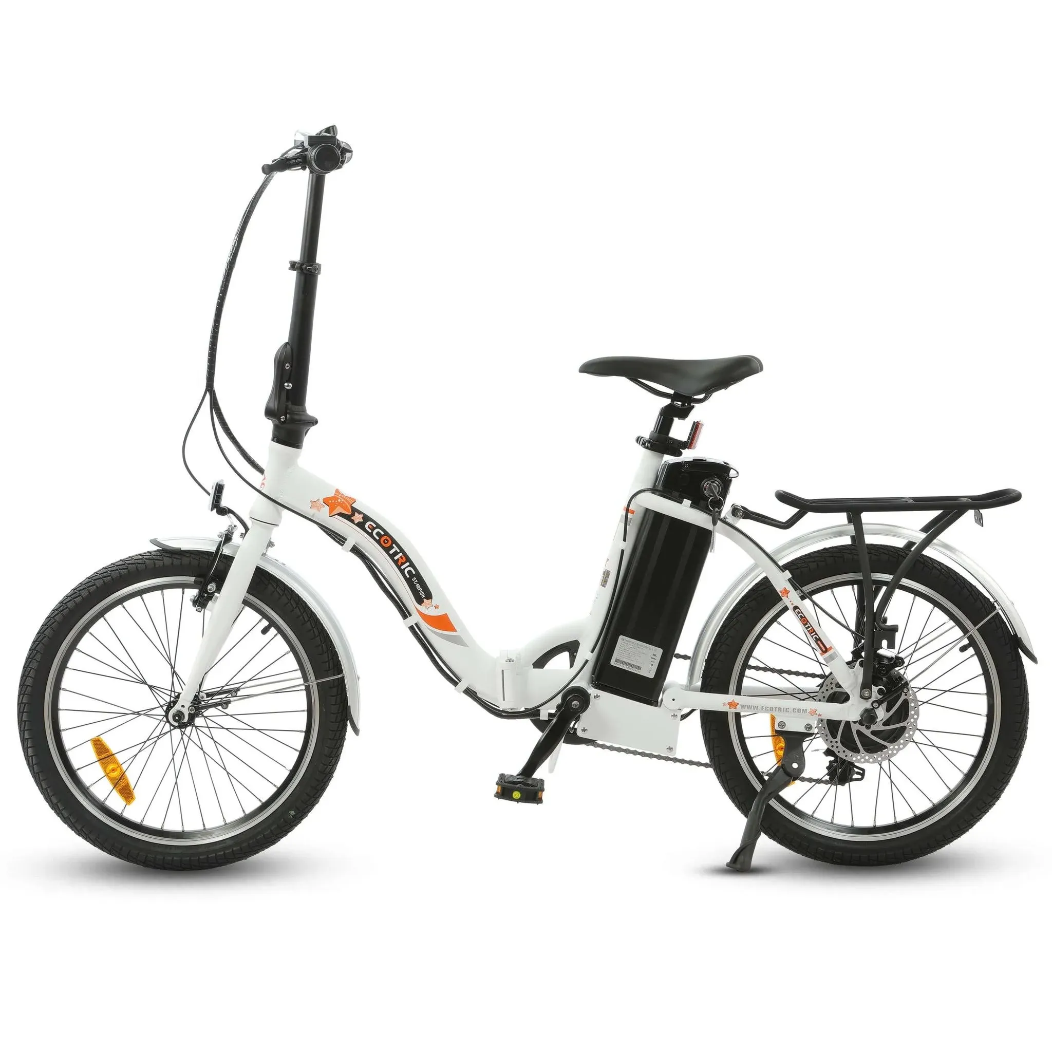 Ecotric Starfish Portable and Folding Electric Bike - White | UL Certified