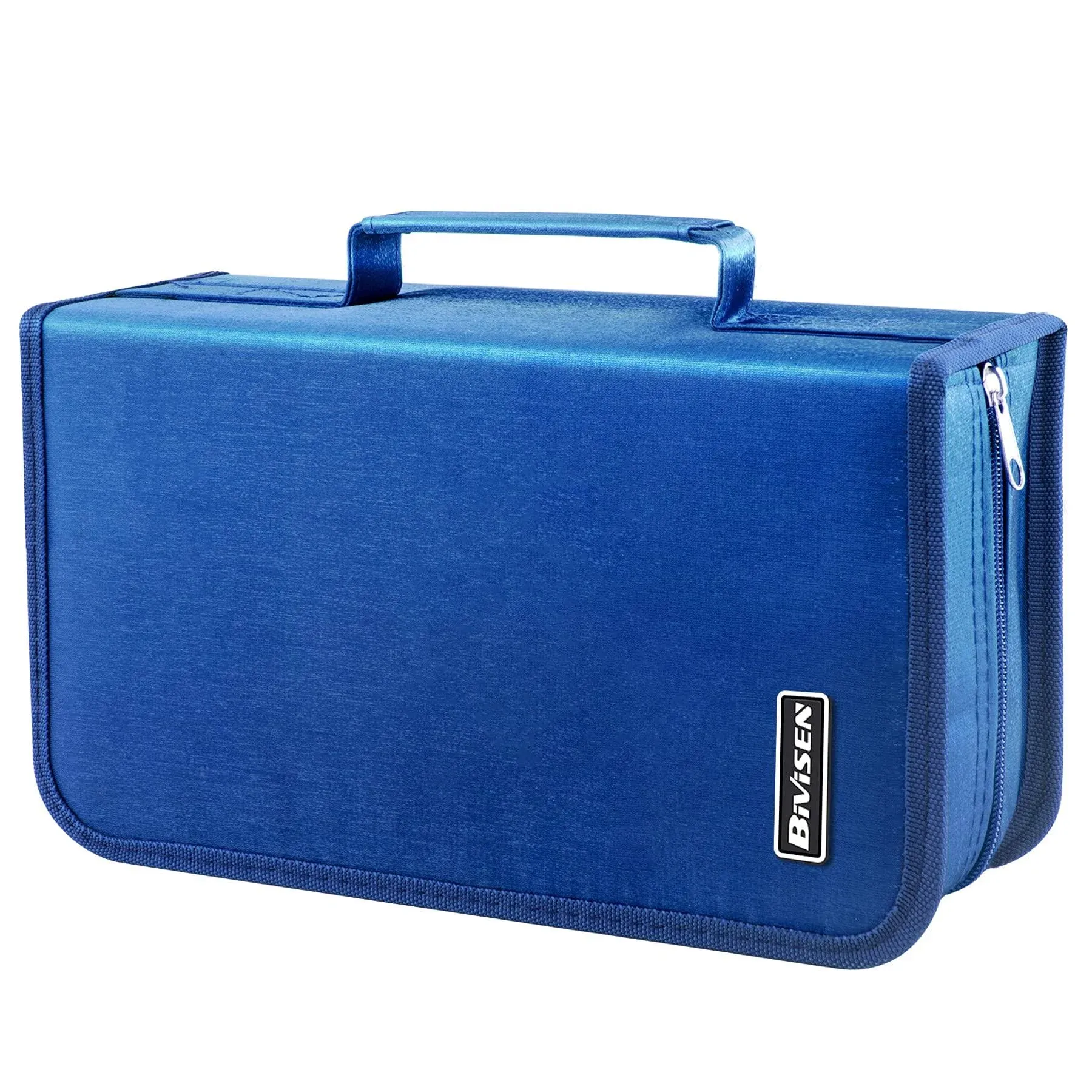 CD/DVD Case Holder, 128 Capacity CD VCD Media Wallet, Storage, Holder, Booklet, Organizer (Blue)