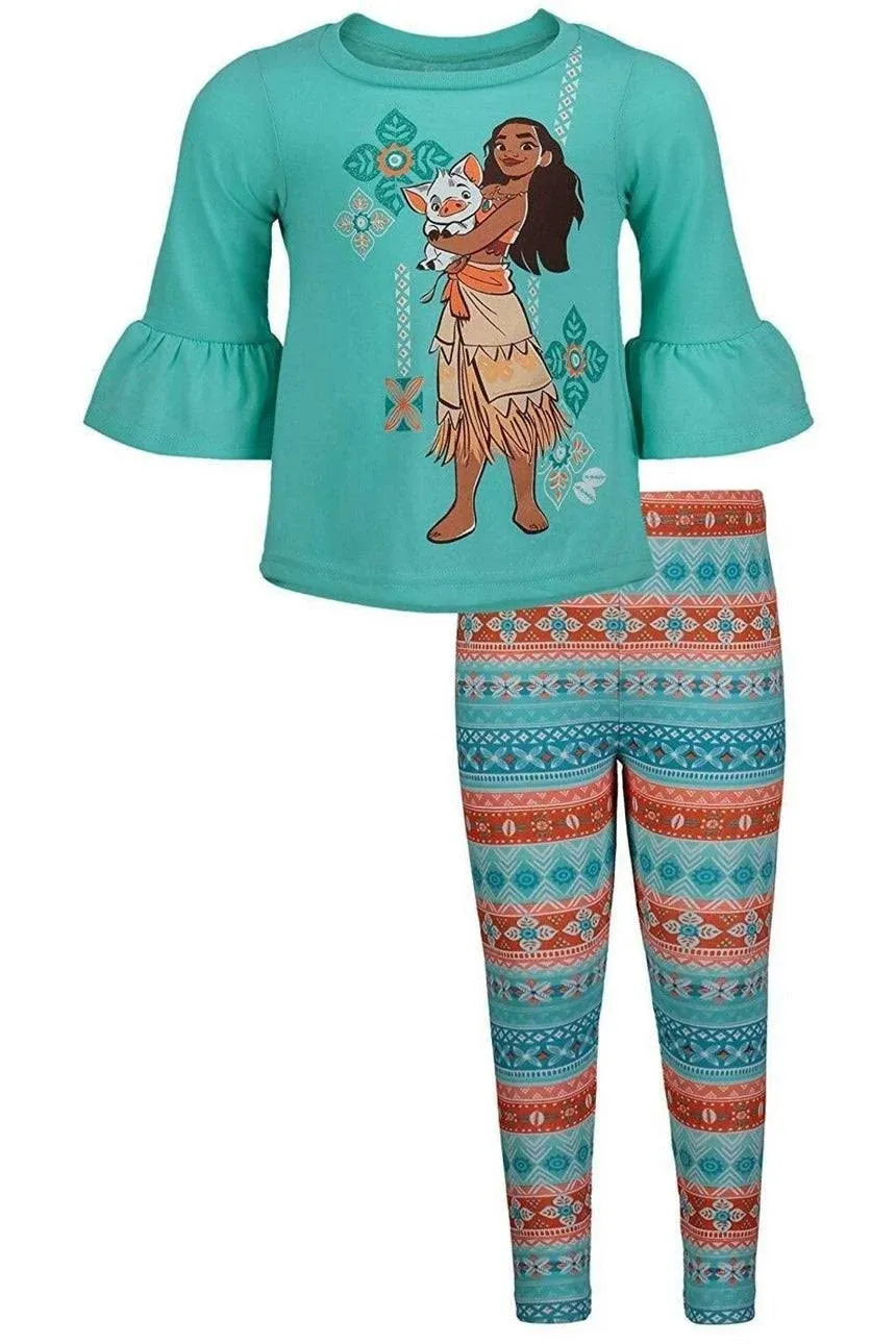 Disney Moana Graphic T-Shirt and Kids Leggings Outfit Set Toddler to