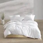 Calvin Klein Washed Percale Cotton Solid 3 Piece Comforter Set, Queen - Light Beige