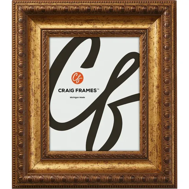 Craig Frames Arqadia Gothic, Aged Gold Picture Frame, 12 by 18-Inch