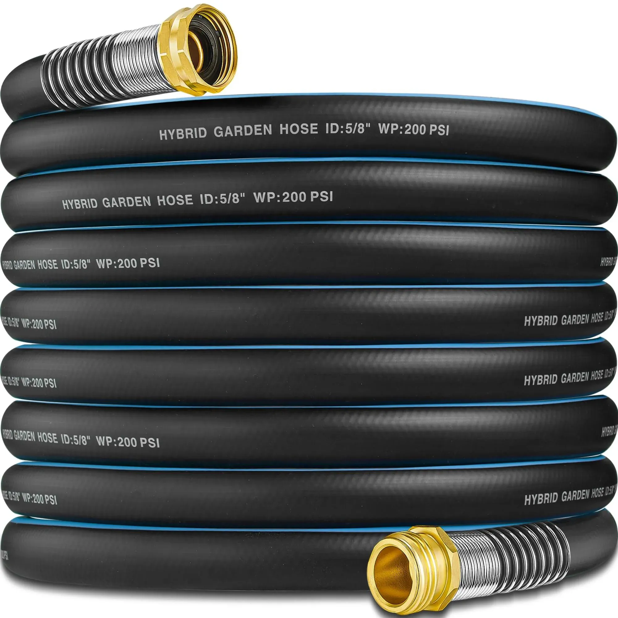 Hybrid Garden Hose 75 FT x 5/8&#034;,Heavy Duty Water Hose With 3/4&#034; Solid 75FT